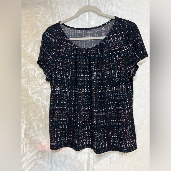 Worthington Black and Pink Short Sleeve Top Petite XL - Picture 1 of 12